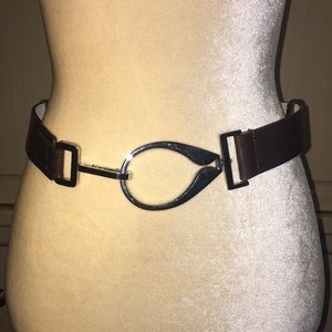 Dark brown adjustable leather belt
